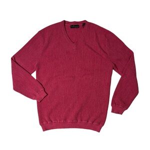 Peru Unlimited mens M Medium red solid alpaca wool v-neck sweater EUC